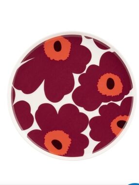Marimekko Unikko Red/ Burgundy/ White Salad Plate